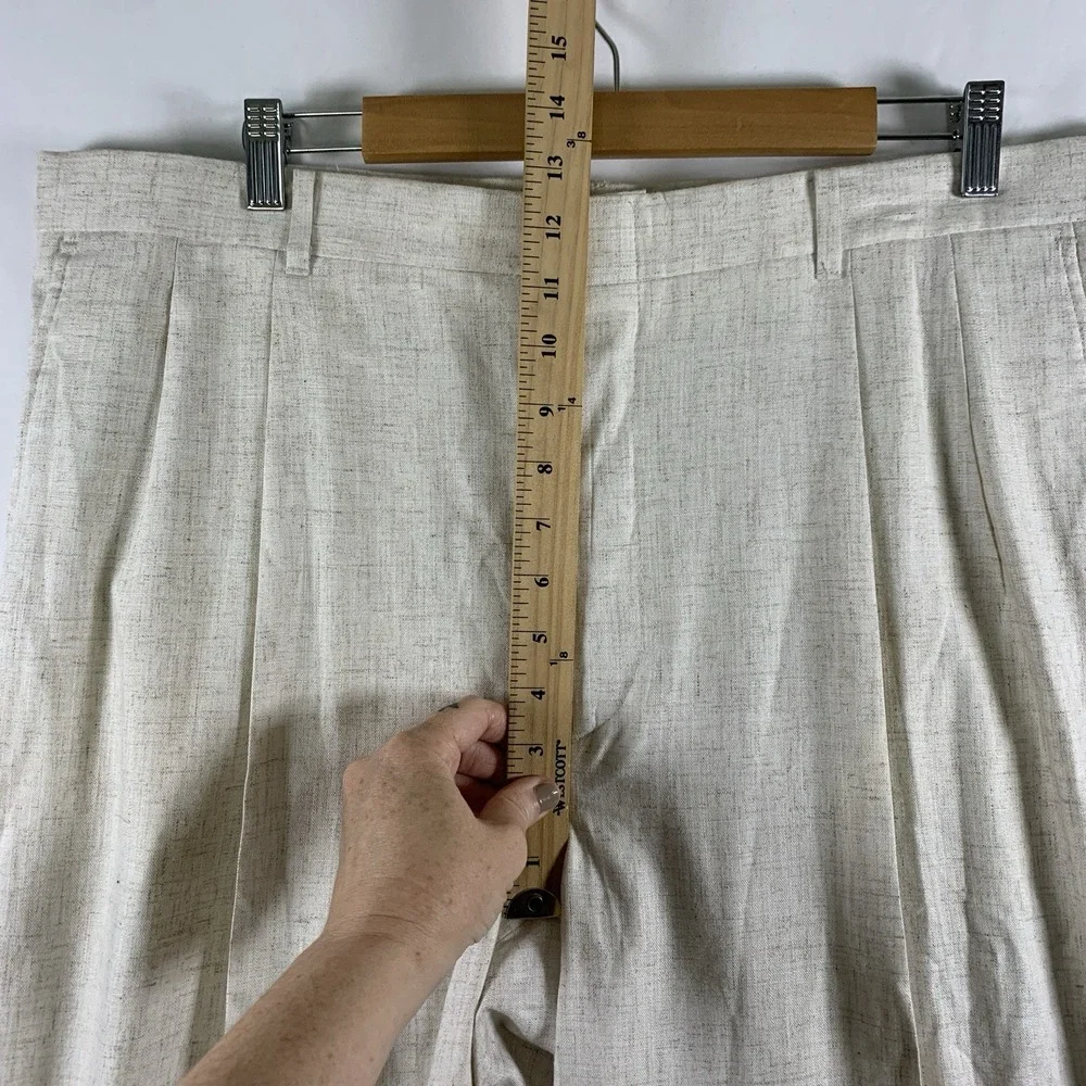 VTG Ash Creek Mens Pleated Dress Pants 40x32 Beige Resort Coastal Old Money USA